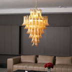 Stunning Murano Amber Petals Chandelier detail view