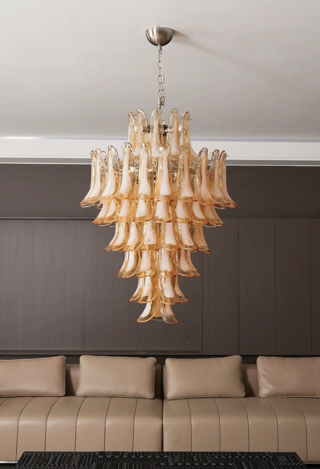 Stunning Murano Amber Petals Chandelier material and finish detail