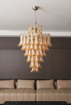 Stunning Murano Amber Petals Chandelier material and finish detail