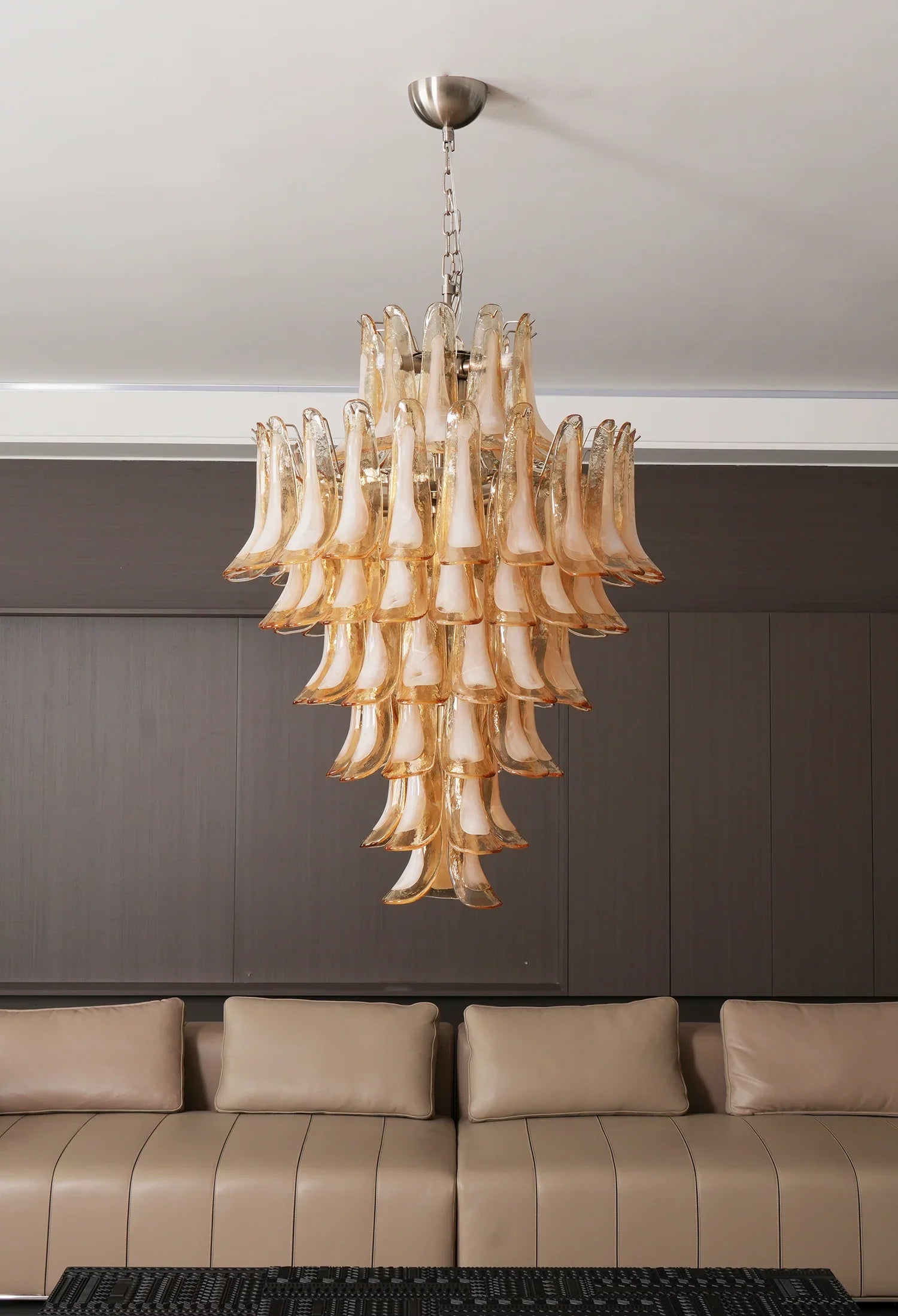 Stunning Murano Amber Petals Chandelier material and finish detail