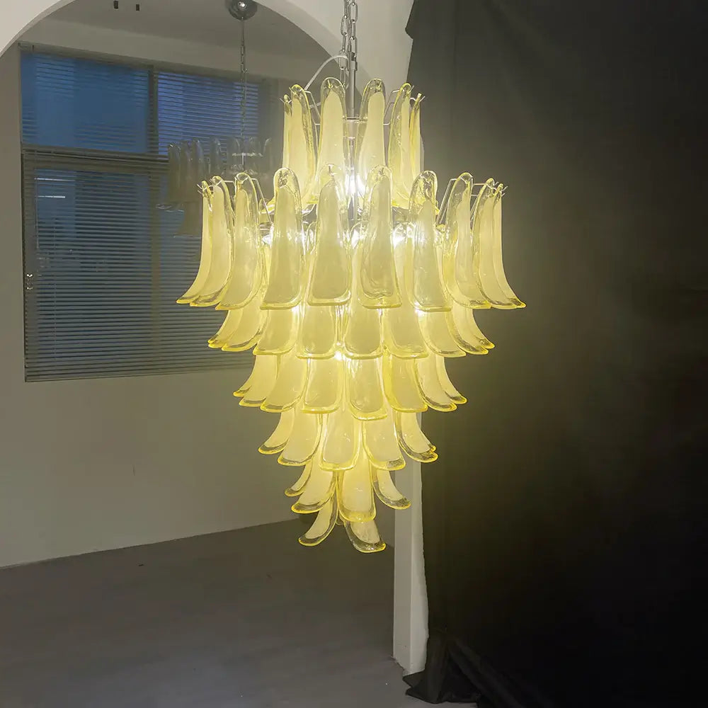 Stunning Murano Caramel Glass Petals Chandelier detail view