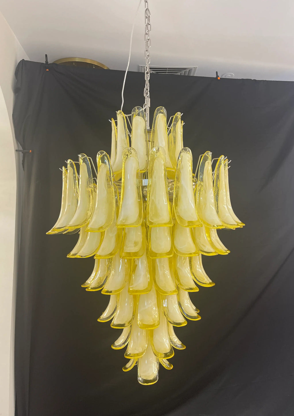 Stunning Murano Caramel Glass Petals Chandelier material and finish detail