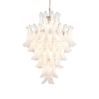 Stunning Murano White Glass Petals Chandelier by Bling Lighting Studio