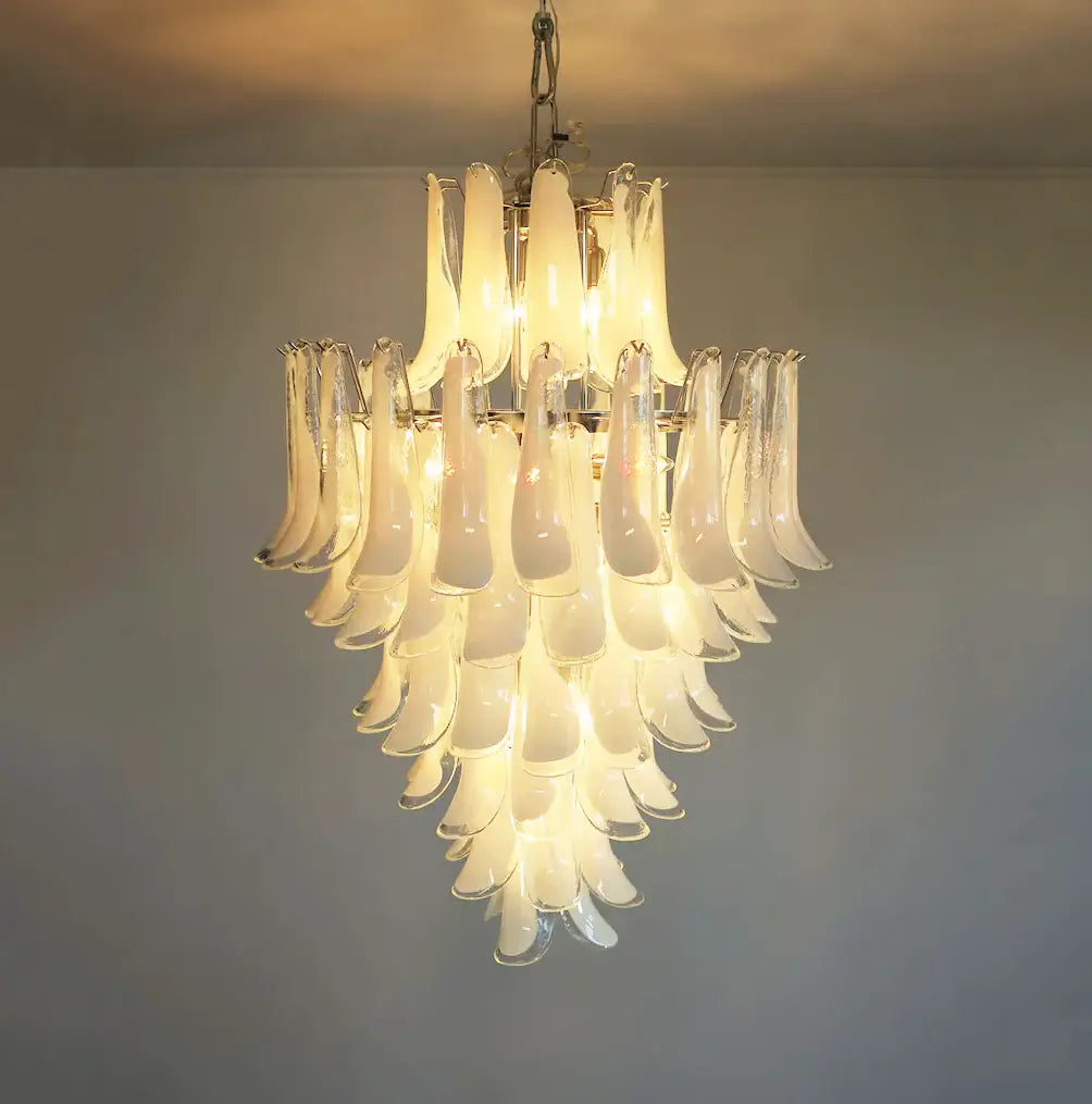 Stunning Murano White Glass Petals Chandelier product image