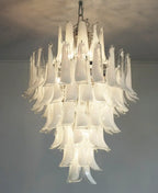 Stunning Murano White Glass Petals Chandelier product image