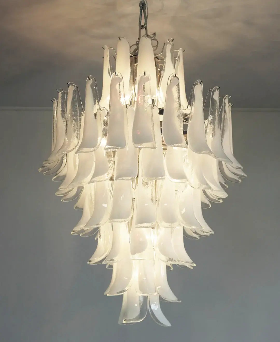 Stunning Murano White Glass Petals Chandelier product image