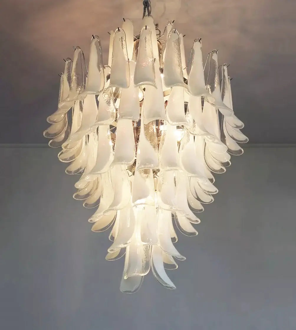 Stunning Murano White Glass Petals Chandelier product image