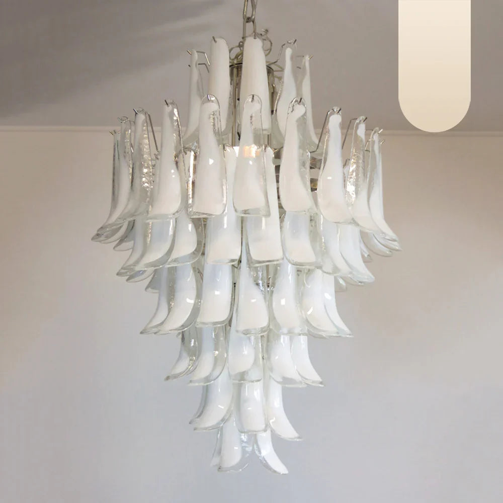 Stunning Murano White Glass Petals Chandelier product image