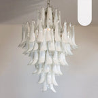 Stunning Murano White Glass Petals Chandelier product image