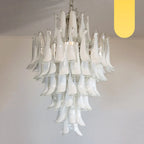 Stunning Murano White Glass Petals Chandelier product image