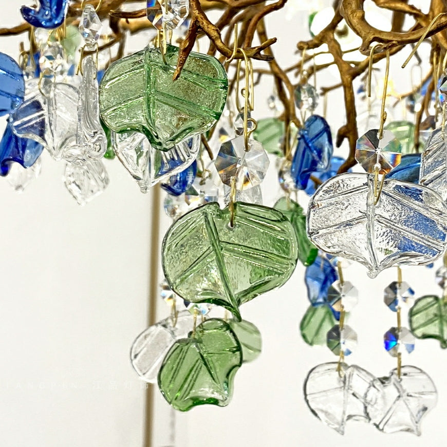 Mila Colored Flower Crystal Chandelier Brass Branch Chandelier by Bling Lighting Studio