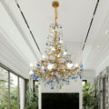 Mila Colored Flower Crystal Chandelier Brass Branch Chandelier by Bling Lighting Studio