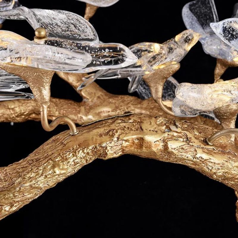 Swallow Glass Tree Branch Round Chandelier by Bling Lighting Studio