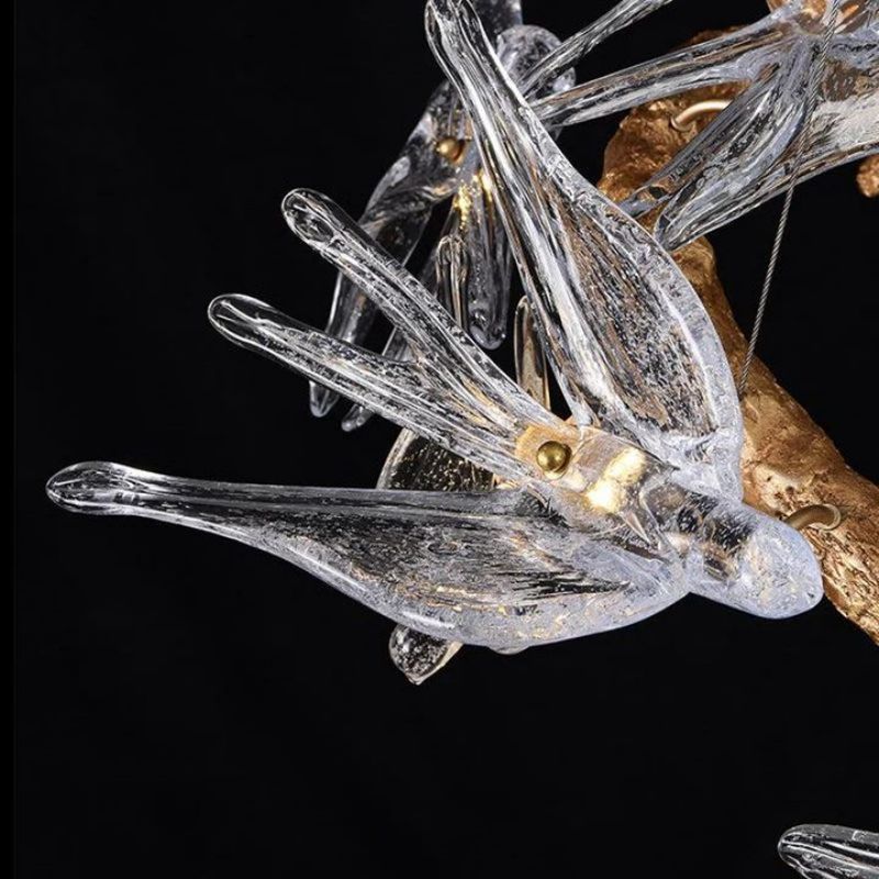 Swallow Glass Tree Branch Round Chandelier by Bling Lighting Studio