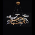Swallow Glass Tree Branch Round Chandelier by Bling Lighting Studio