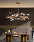 Glass Swallow Branch Chandelier detail view