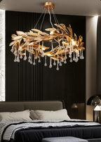 Teardrop Crystal Blade Branch Chandelier material and finish detail