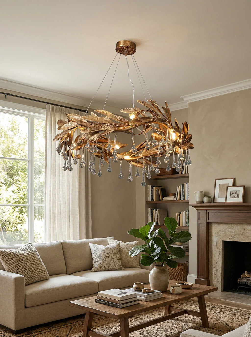 Teardrop Crystal Blade Branch Chandelier detail view