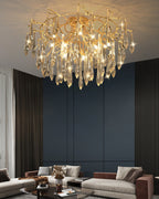 Teardrop Branch Brass Round Flushmount by Bling Lighting Studio