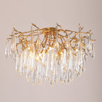 Teardrop Branch Brass Round Flushmount by Bling Lighting Studio