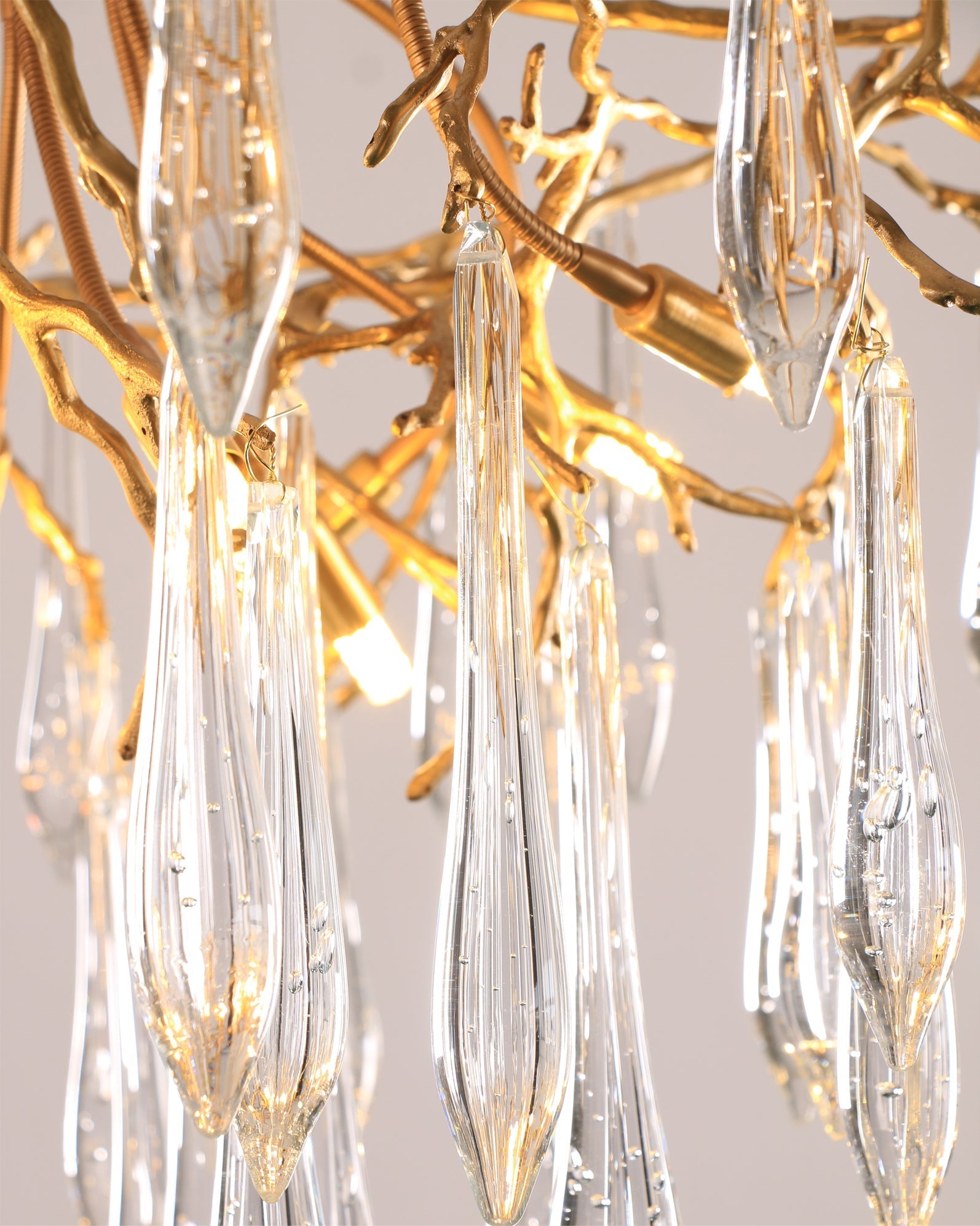 Teardrop Branch Brass Round Flushmount by Bling Lighting Studio