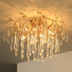 Teardrop Branch Brass Round Flushmount by Bling Lighting Studio