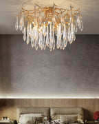 Teardrop Branch Brass Round Flushmount by Bling Lighting Studio