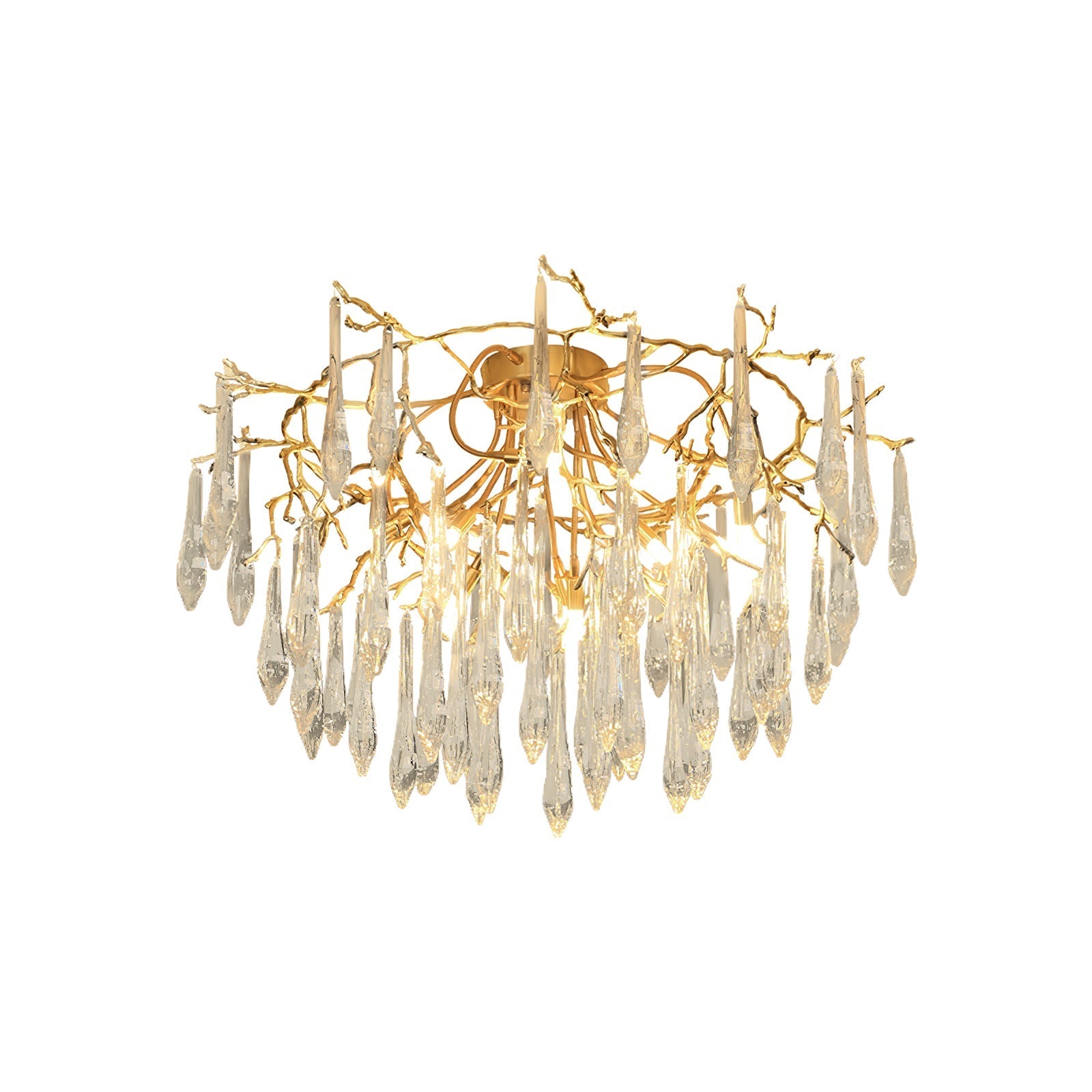 Teardrop Branch Brass Round Flushmount by Bling Lighting Studio