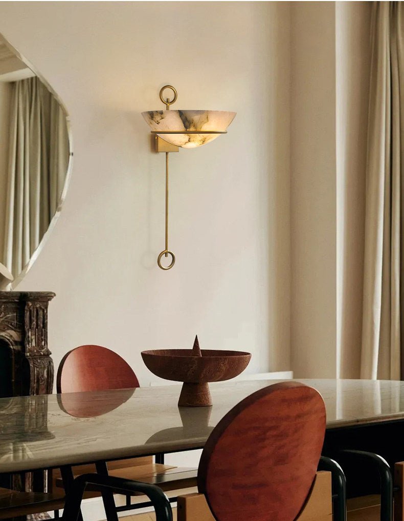 Tether Alabaster Wall Light by Bling Lighting Studio