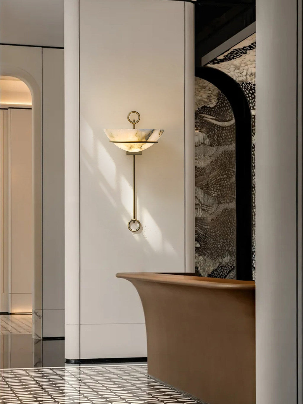 Tether Alabaster Wall Light by Bling Lighting Studio