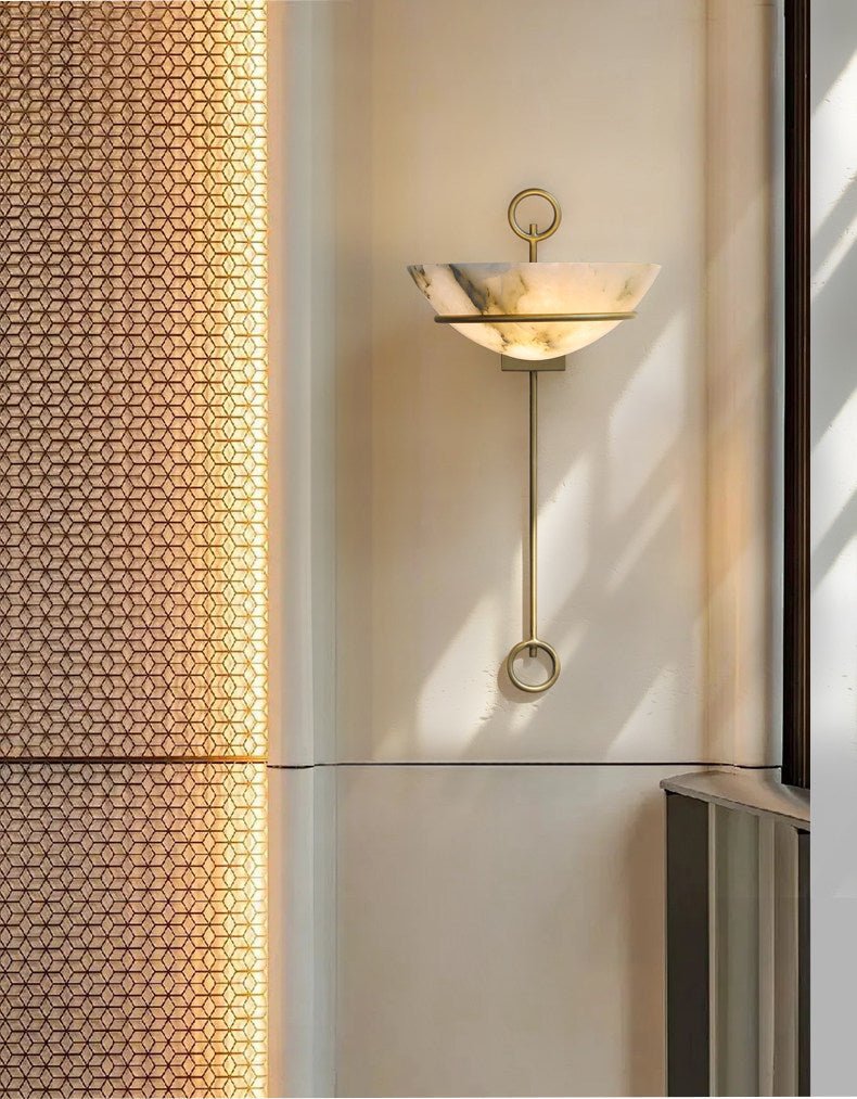 Tether Alabaster Wall Light by Bling Lighting Studio