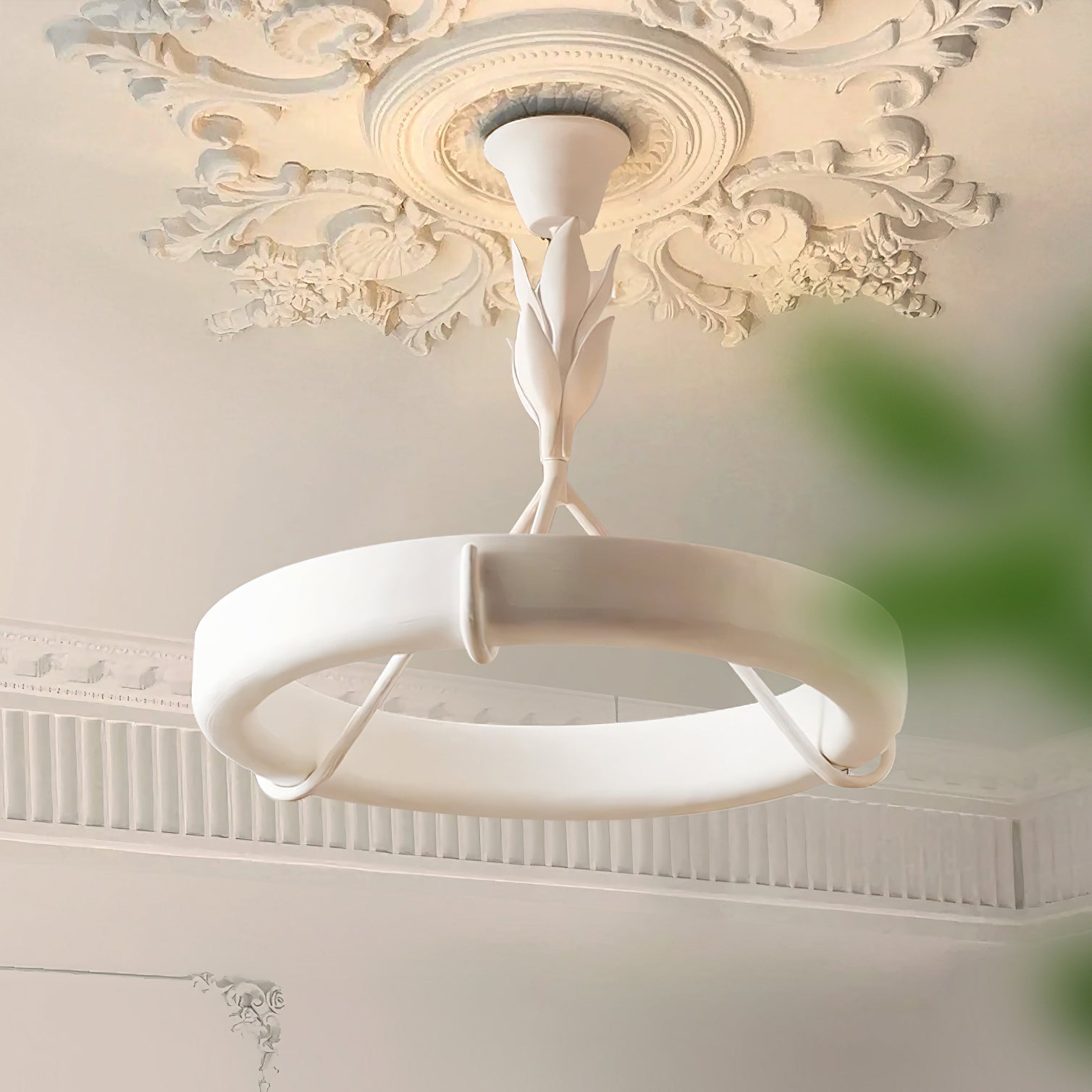 Tinsley Plaster Chandelier material and finish detail