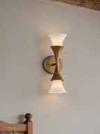 Antique Brass Double Cone Wall Sconce