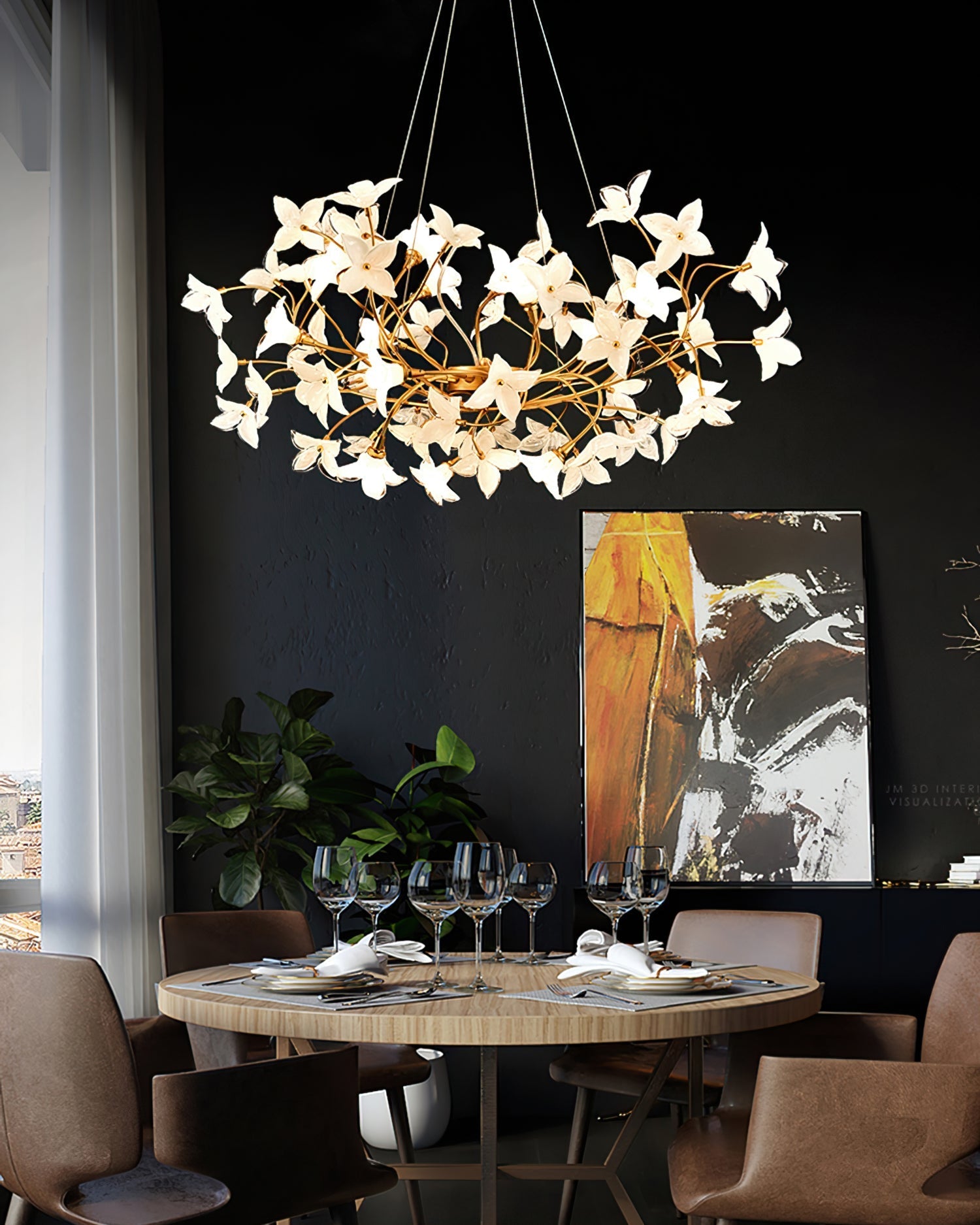 Veitchii Flower Branch Chandelier by Bling Lighting Studio