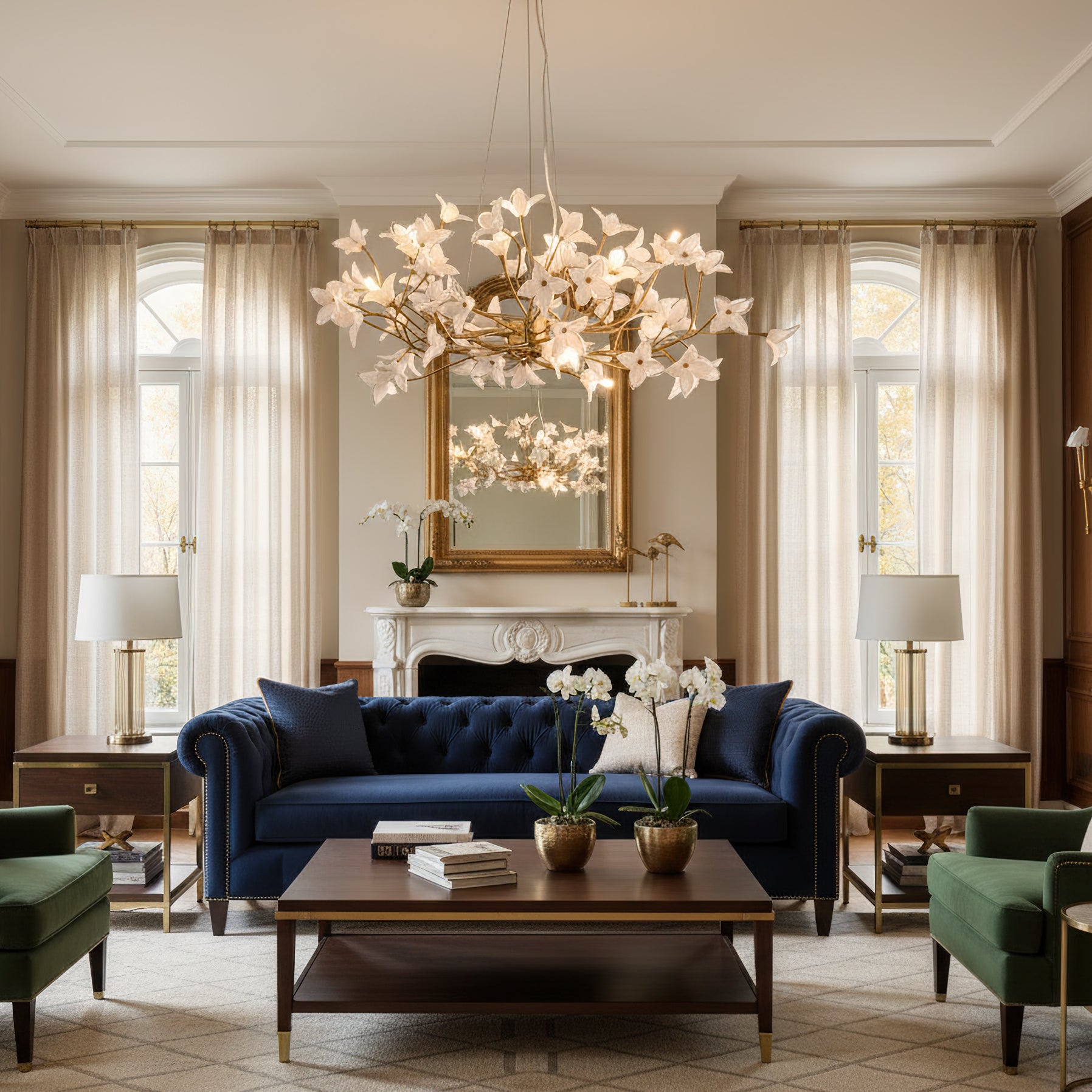 Veitchii Flower Branch Chandelier by Bling Lighting Studio
