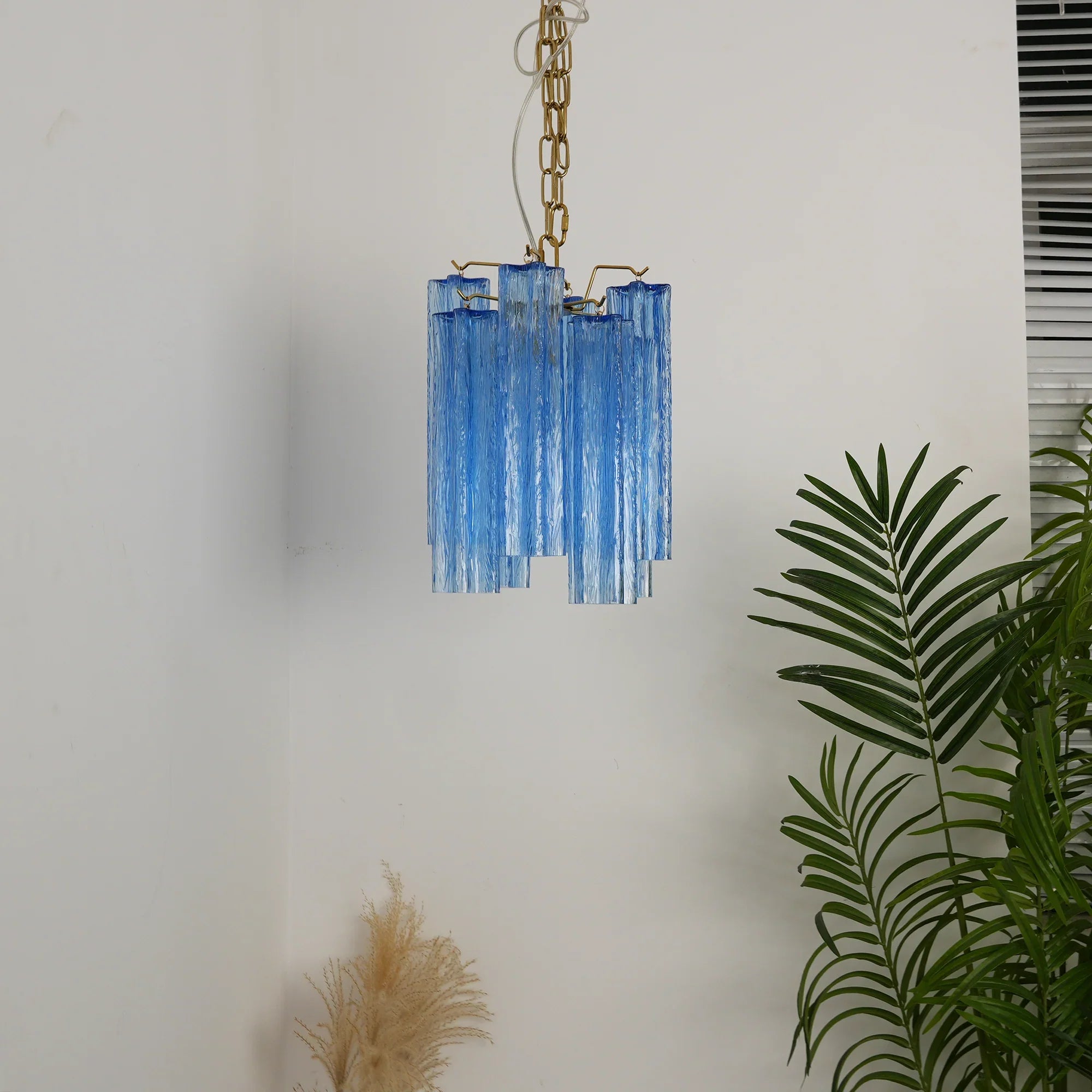 Vintage Blue Murano Glass Chandelier detail view
