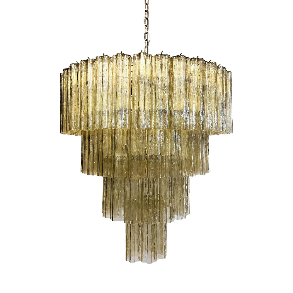 Vintage Murano Amber Glass Chandelier by Bling Lighting Studio