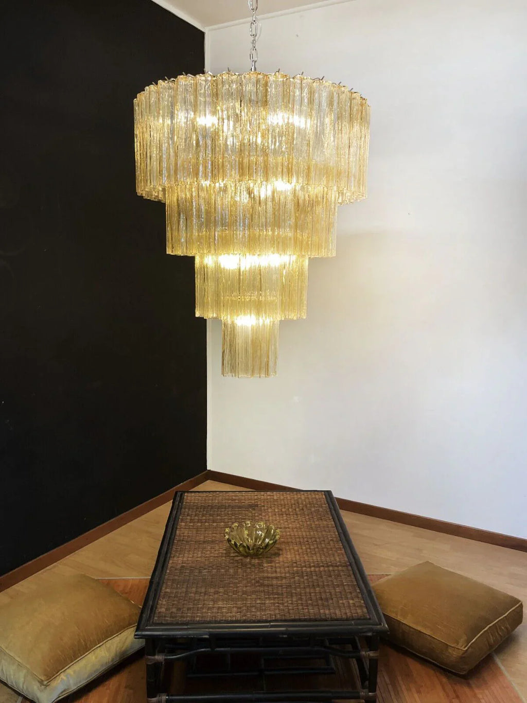 Vintage Murano Amber Glass Chandelier additional product view