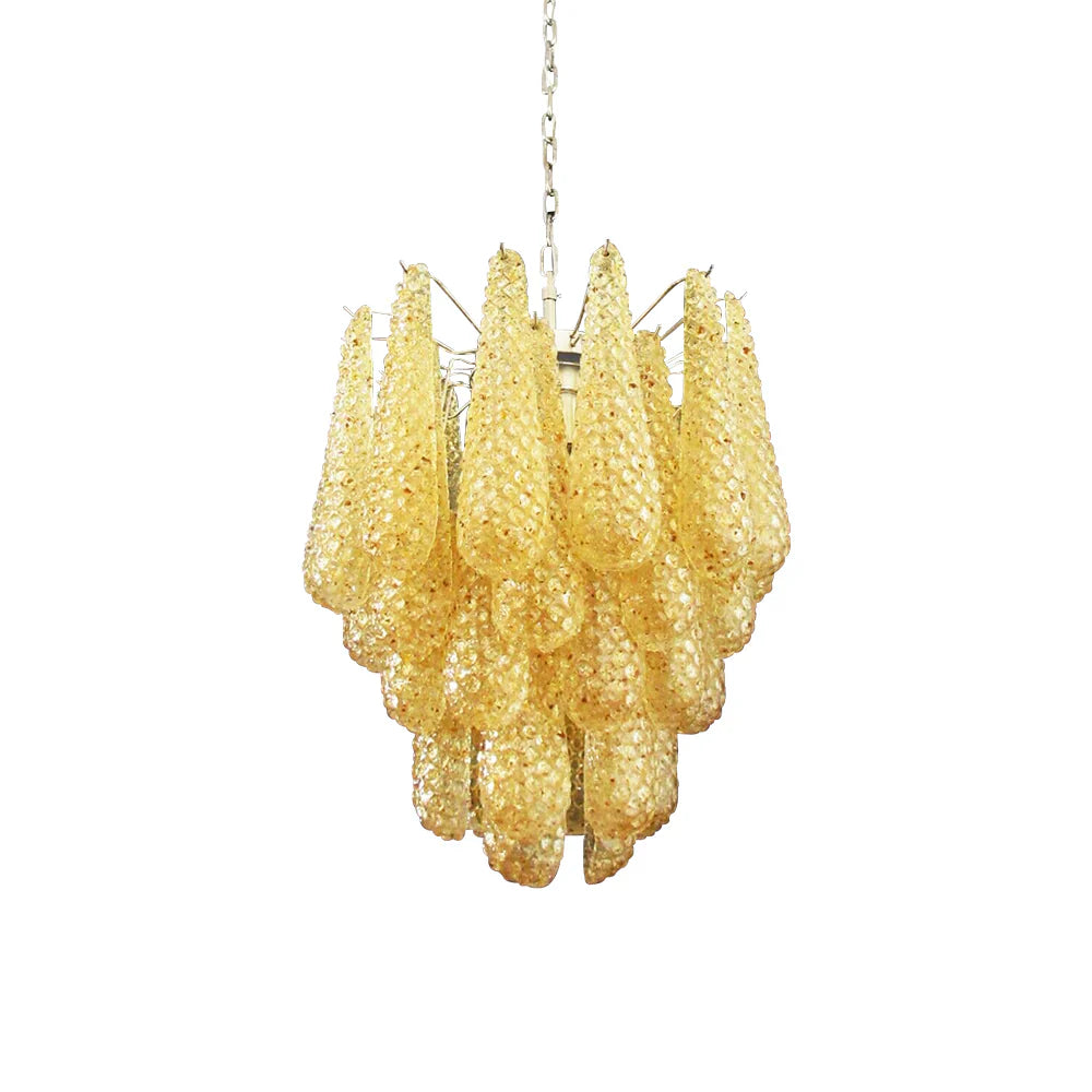 Vintage Murano Amber Glass Petals Chandelier by Bling Lighting Studio