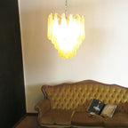 Vintage Murano Amber Glass Petals Chandelier detail view