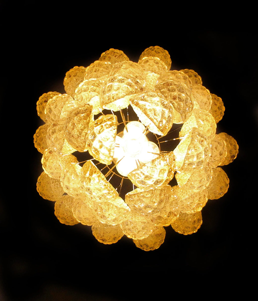 Vintage Murano Amber Glass Petals Chandelier product image