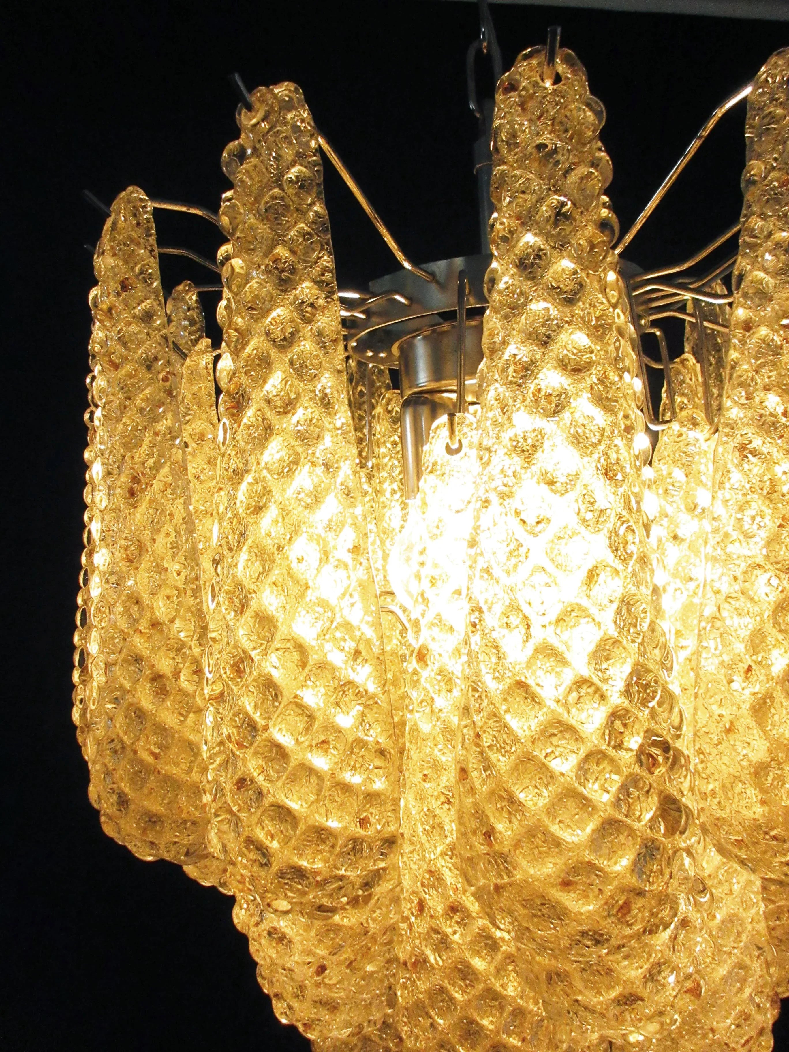 Vintage Murano Amber Glass Petals Chandelier product image