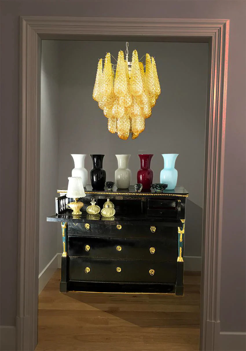 Vintage Murano Amber Glass Petals Chandelier product image