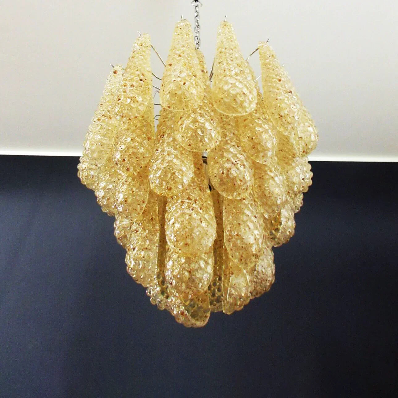 Vintage Murano Amber Glass Petals Chandelier product image