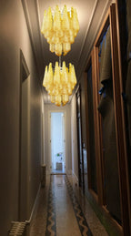 Vintage Murano Amber Glass Petals Chandelier product image