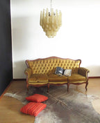 Vintage Murano Amber Glass Petals Chandelier material and finish detail