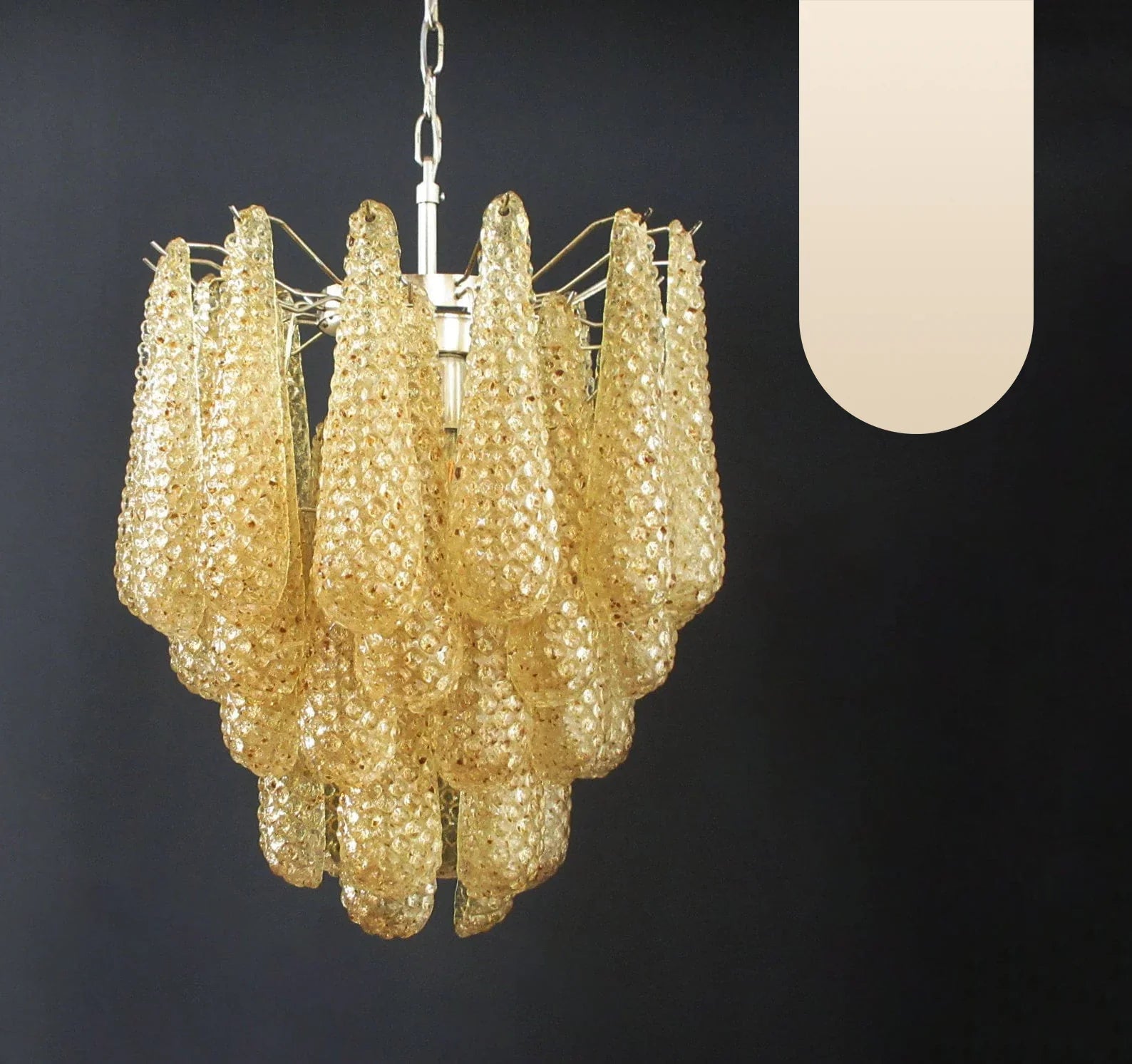 Vintage Murano Amber Glass Petals Chandelier product image