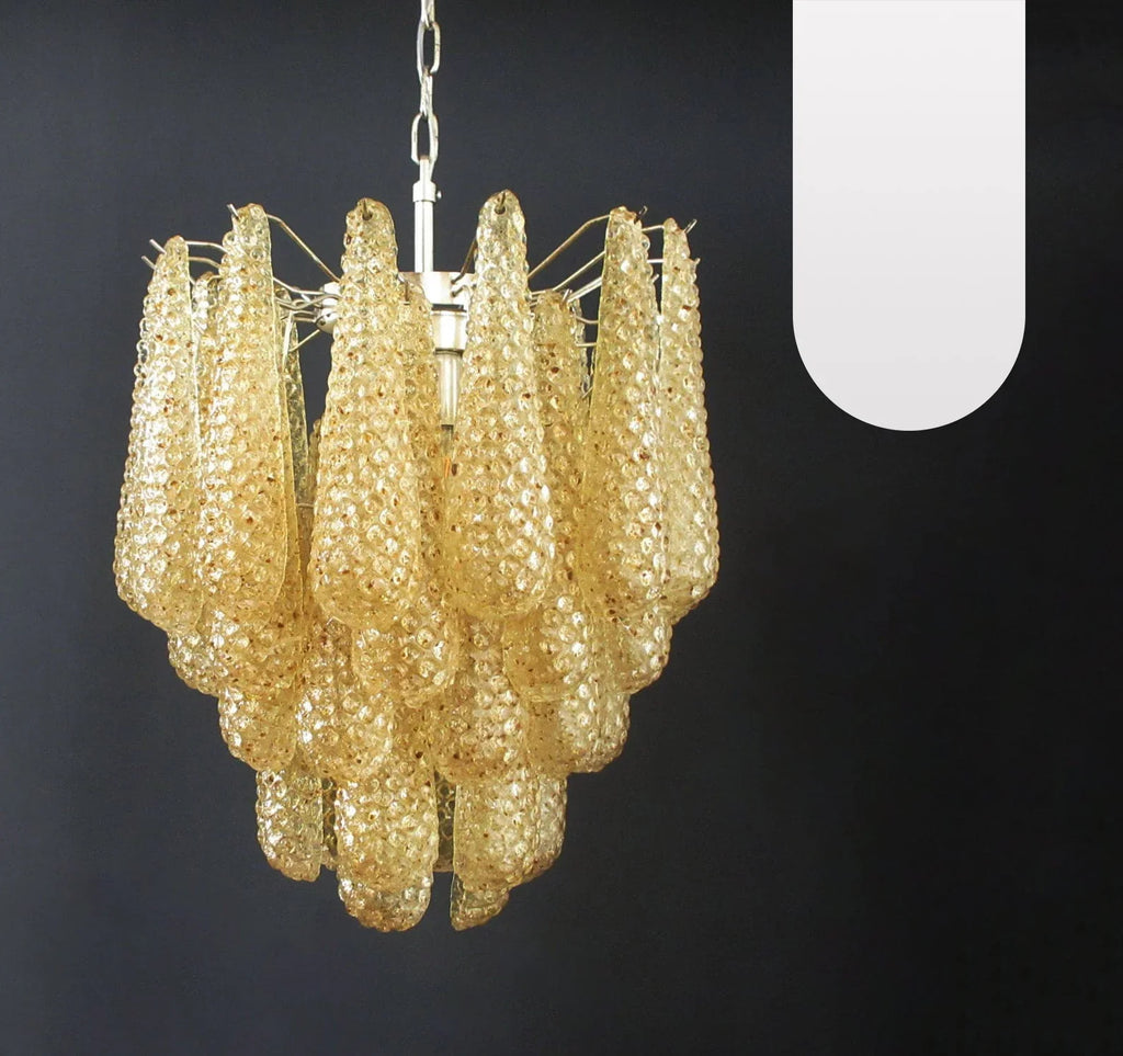 Vintage Murano Amber Glass Petals Chandelier product image