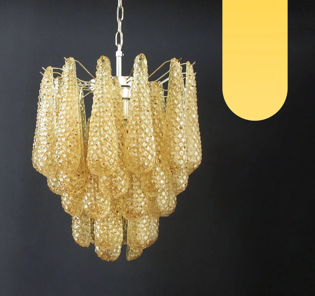 Vintage Murano Amber Glass Petals Chandelier product image