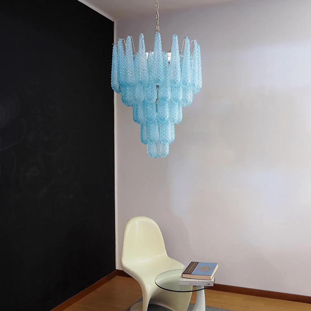 Vintage Murano Blue Petals Drop Glass Chandelier additional product view